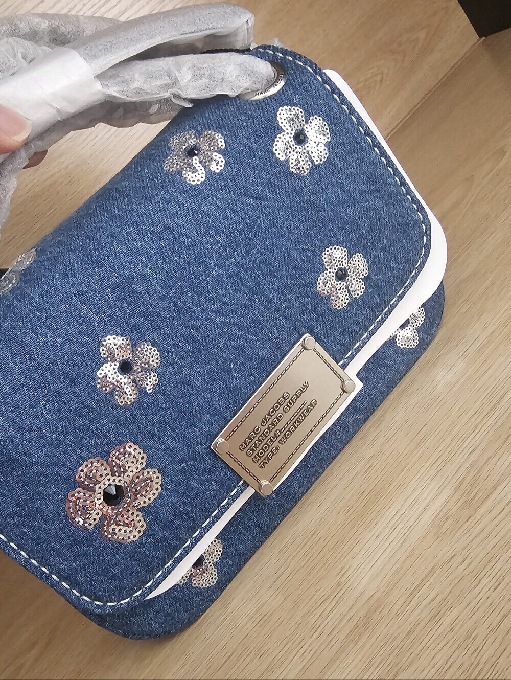 Marc Jacobs Denim Sequin Floral Crossbody Bag - Picture 14 of 14